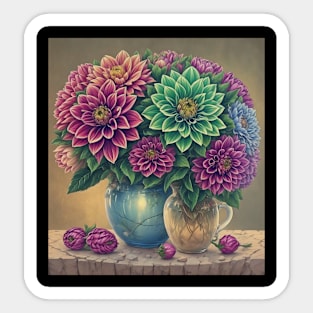 Dahlia Minimalist Flora Vintage Flora Since Flower Sticker